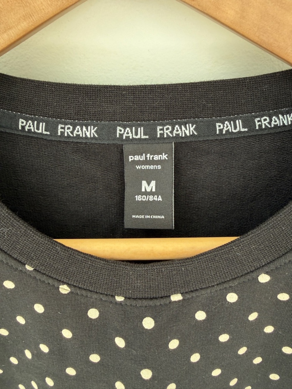 PAUL FRANK Black and White Polka Dot Crewneck with Julius the Monkey Y2K - Picture 2 of 3
